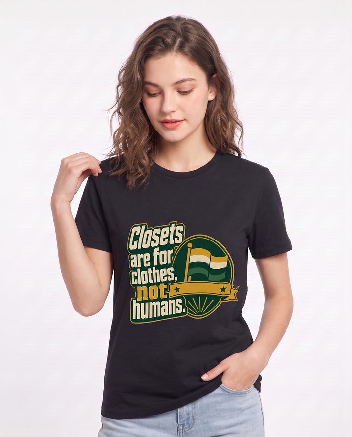 Graphic Women's Black T-Shirt - Closets are for clothes, not humans. product image 3