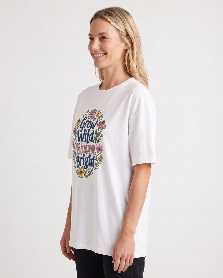 Grow Wild, Bloom Bright White T-Shirt mockup 2