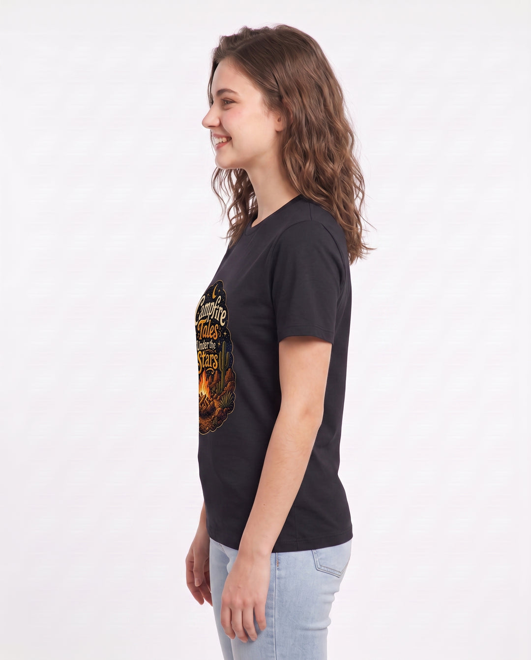Campfire Tales Under the Stars Women's Black T-Shirt product image 3