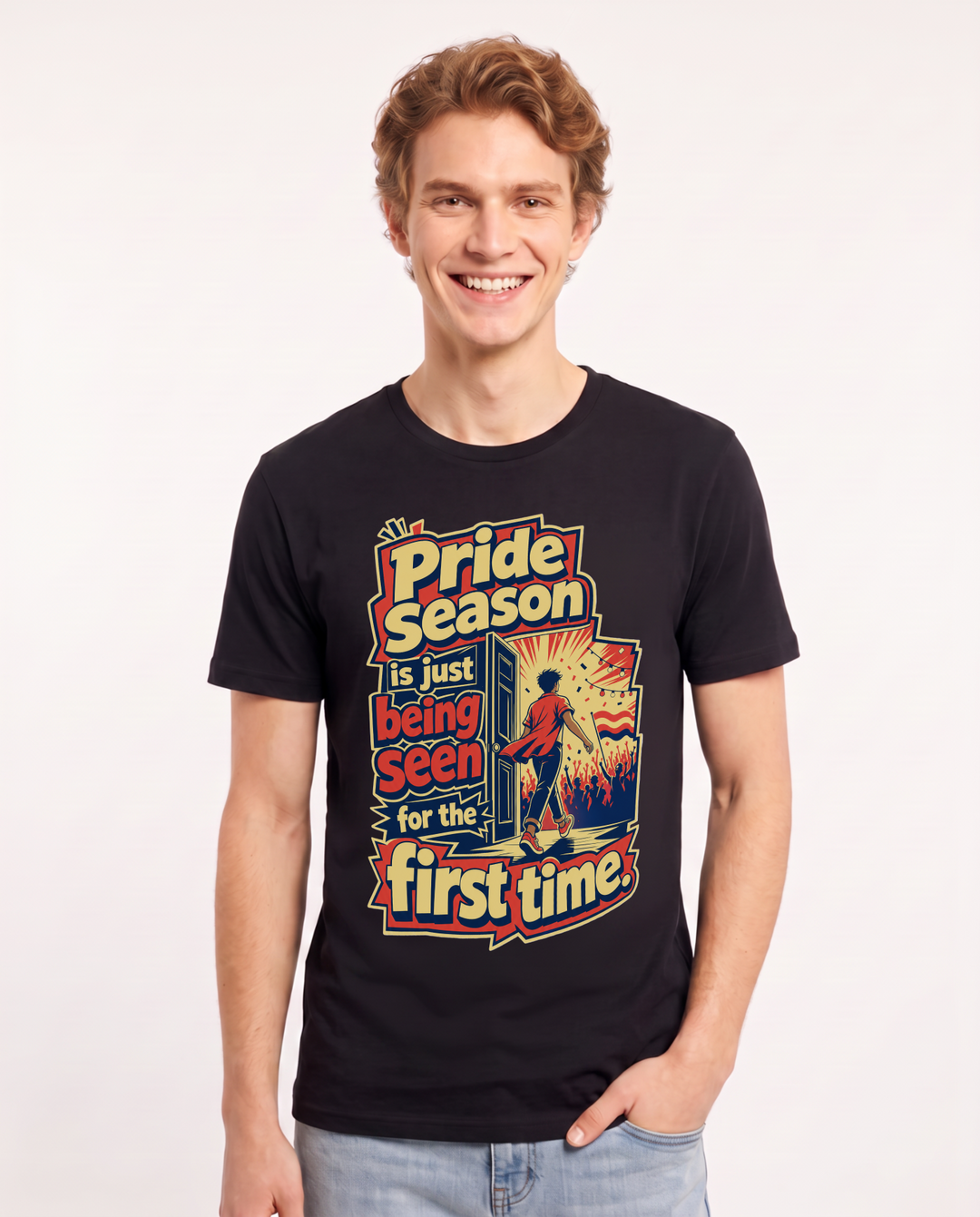 Pride Men's Black T-Shirt – Pride season is just being seen for the first time. product image 1