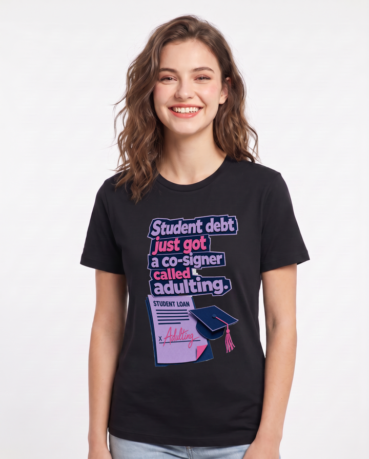 Graduation Black T-Shirt for Women – Everyday Expression Graphic Tee product image 3