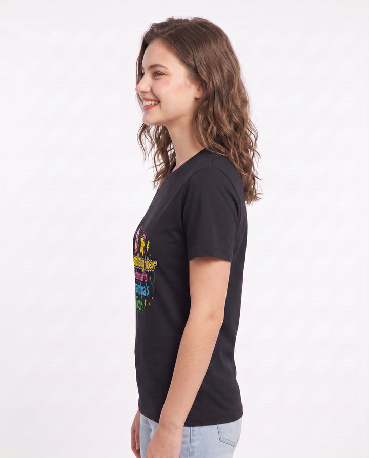 Granddaughter Outsmarts Grandpa's Tech Women's Black T-Shirt product image 3