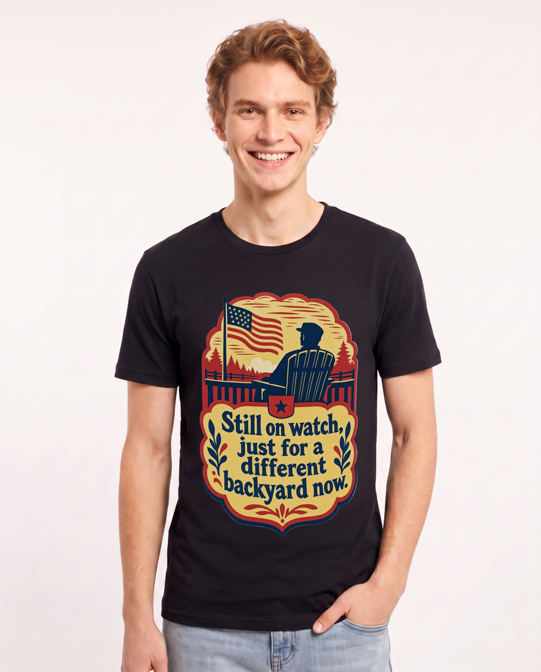 Graphic Men's Black T-Shirt - Still on watch, just for a different product image 1