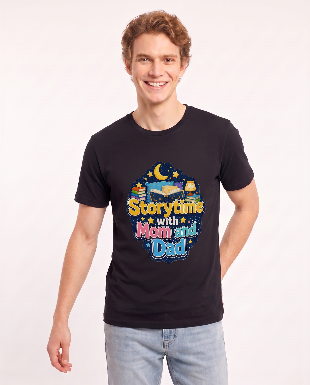 Storytime with Mom and Dad Men's Black T-Shirt product image 1
