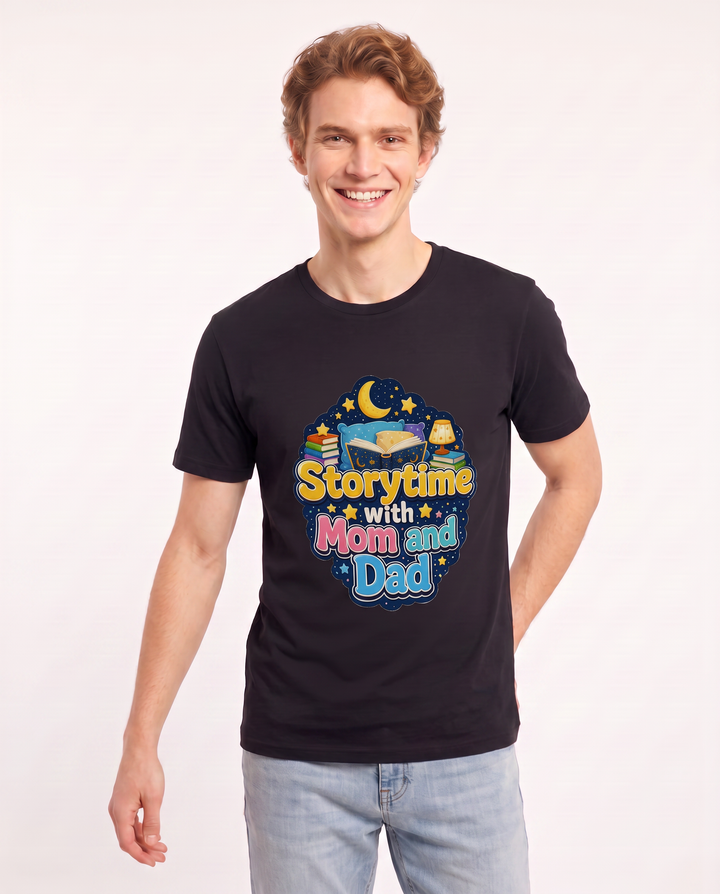 Storytime with Mom and Dad Men's Black T-Shirt product image 1