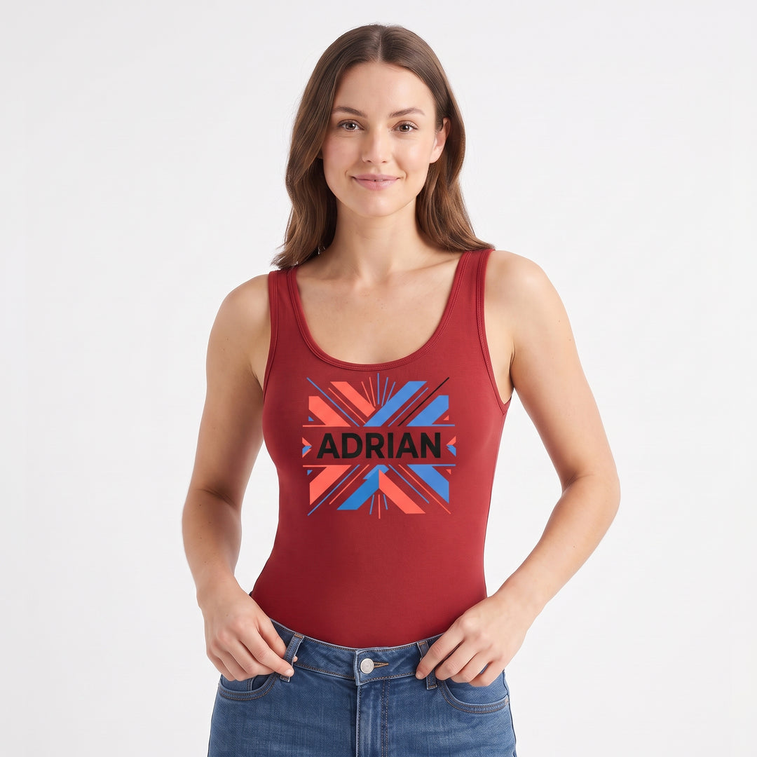 Bold Uppercase Name With Abstract Geometry Sleeveless Tank Bodysuit product photo 1