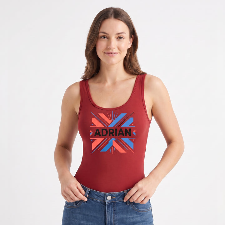 Bold Uppercase Name With Abstract Geometry Sleeveless Tank Bodysuit product photo 1