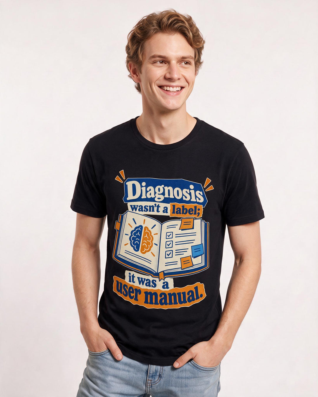 Neurodiversity Black T-Shirt for Men – Everyday Expression Graphic Tee product image 1