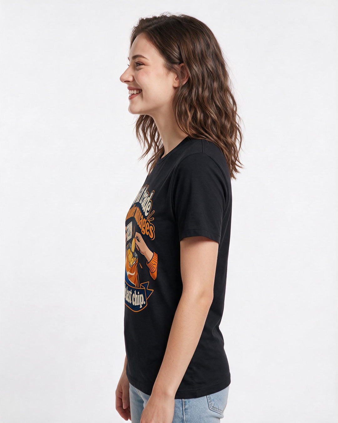 Couples Black T-Shirt for Women – Everyday Expression Graphic Tee product image 2