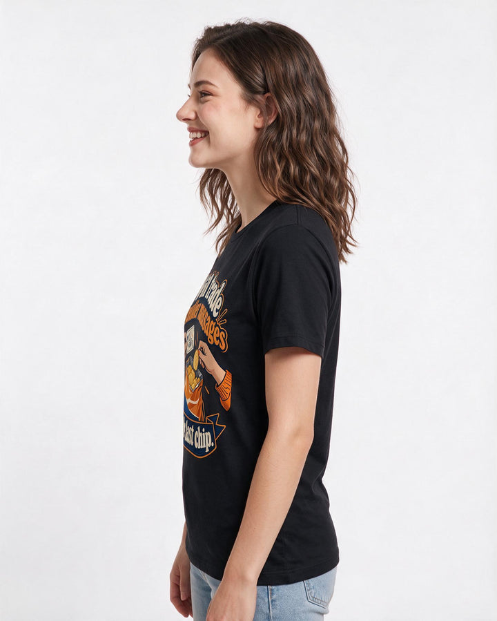 Couples Black T-Shirt for Women – Everyday Expression Graphic Tee product image 2