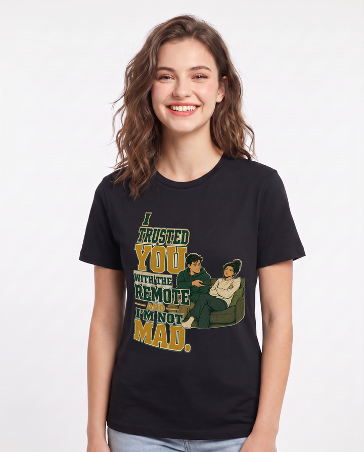 Couples Black T-Shirt for Women – Everyday Expression Graphic Tee product image 3