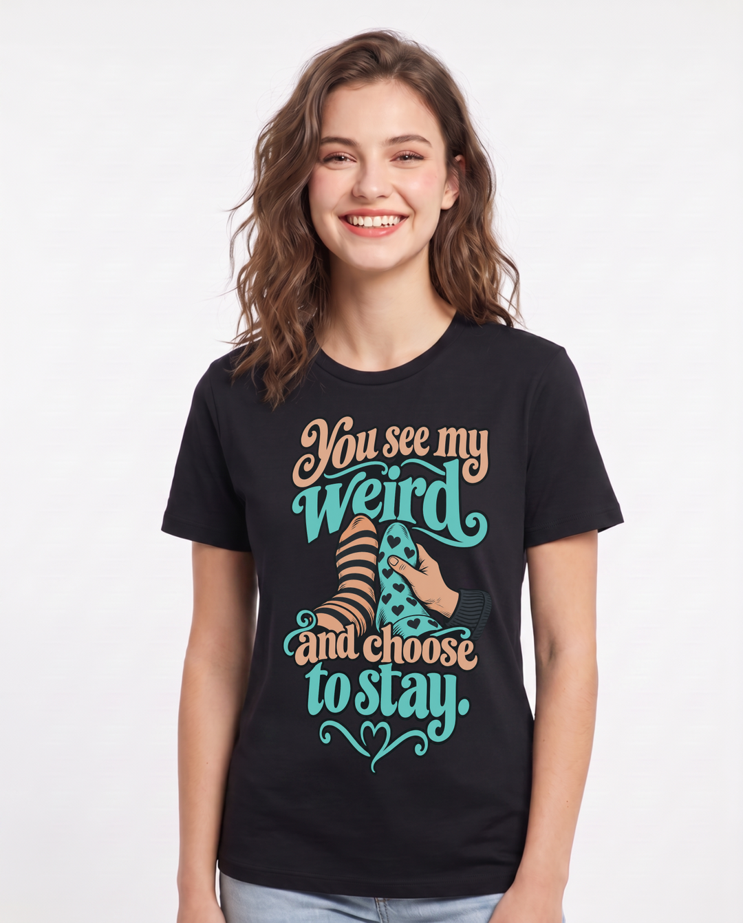 Couples Black T-Shirt for Women – Everyday Expression Graphic Tee product image 3