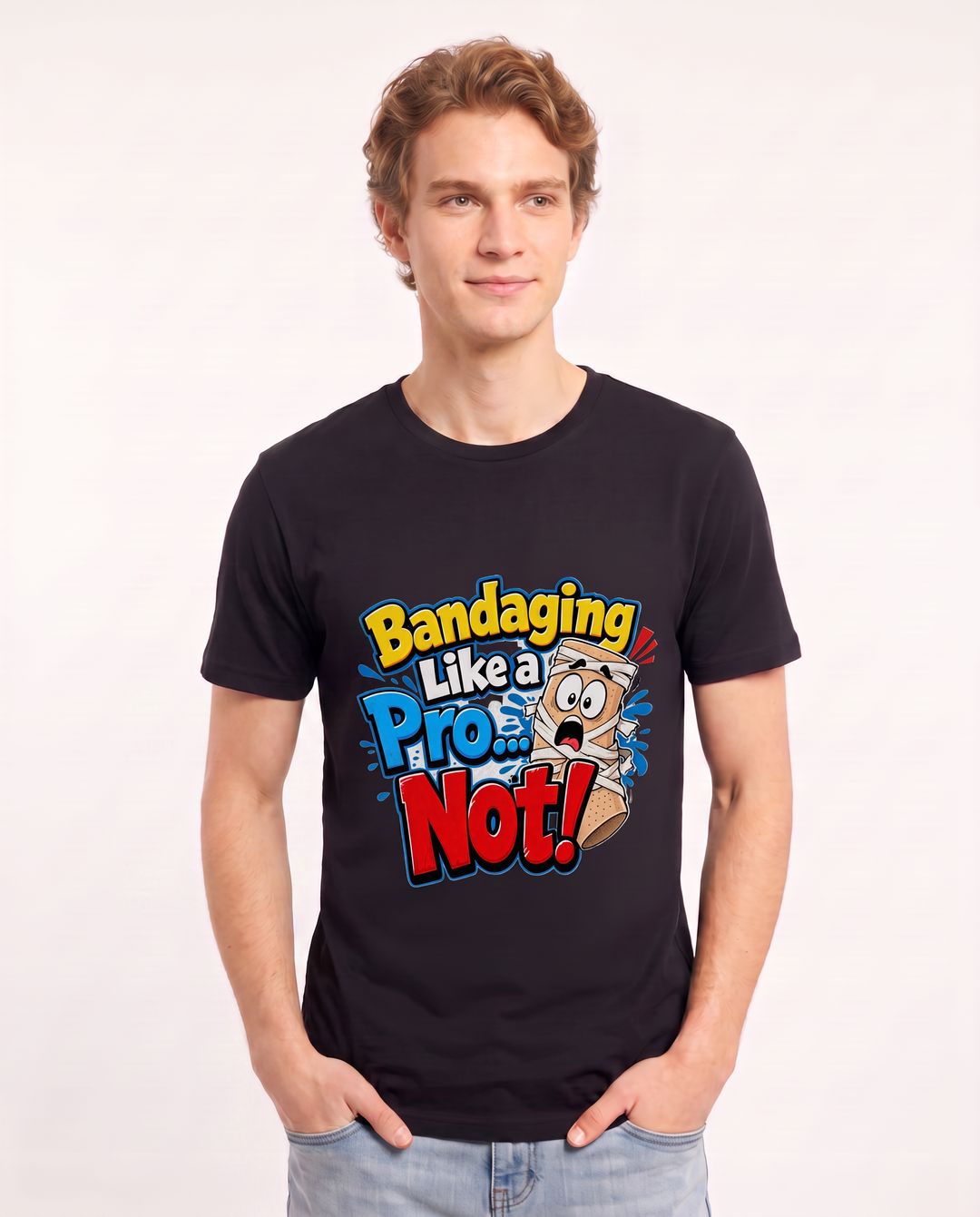 Bandaging Like a Pro... Not! Men's Black T-Shirt product image 1
