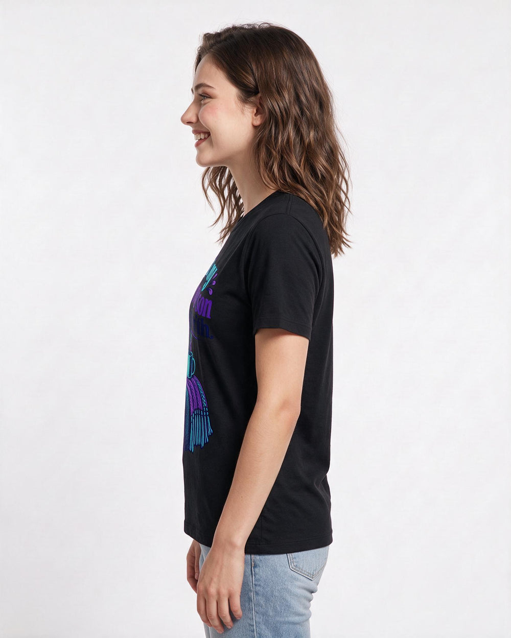 Couples Black T-Shirt for Women – Everyday Expression Graphic Tee product image 2