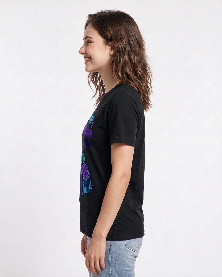 Couples Black T-Shirt for Women – Everyday Expression Graphic Tee product image 2