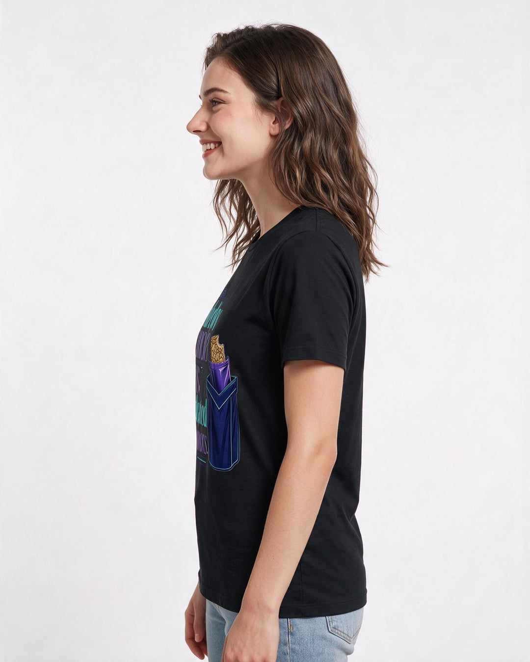 Graduation Women's Black T-Shirt – Funded by granola bars; graduated with product image 2