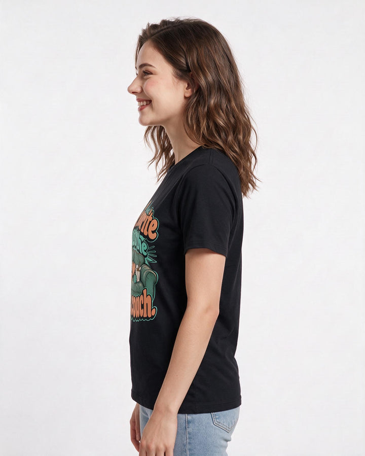 Couples Black T-Shirt for Women – Everyday Expression Graphic Tee product image 2