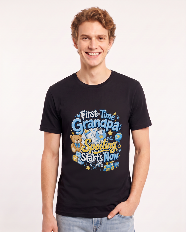 First-Time Grandpa: Spoiling Starts Now Men's Black T-Shirt product image 2