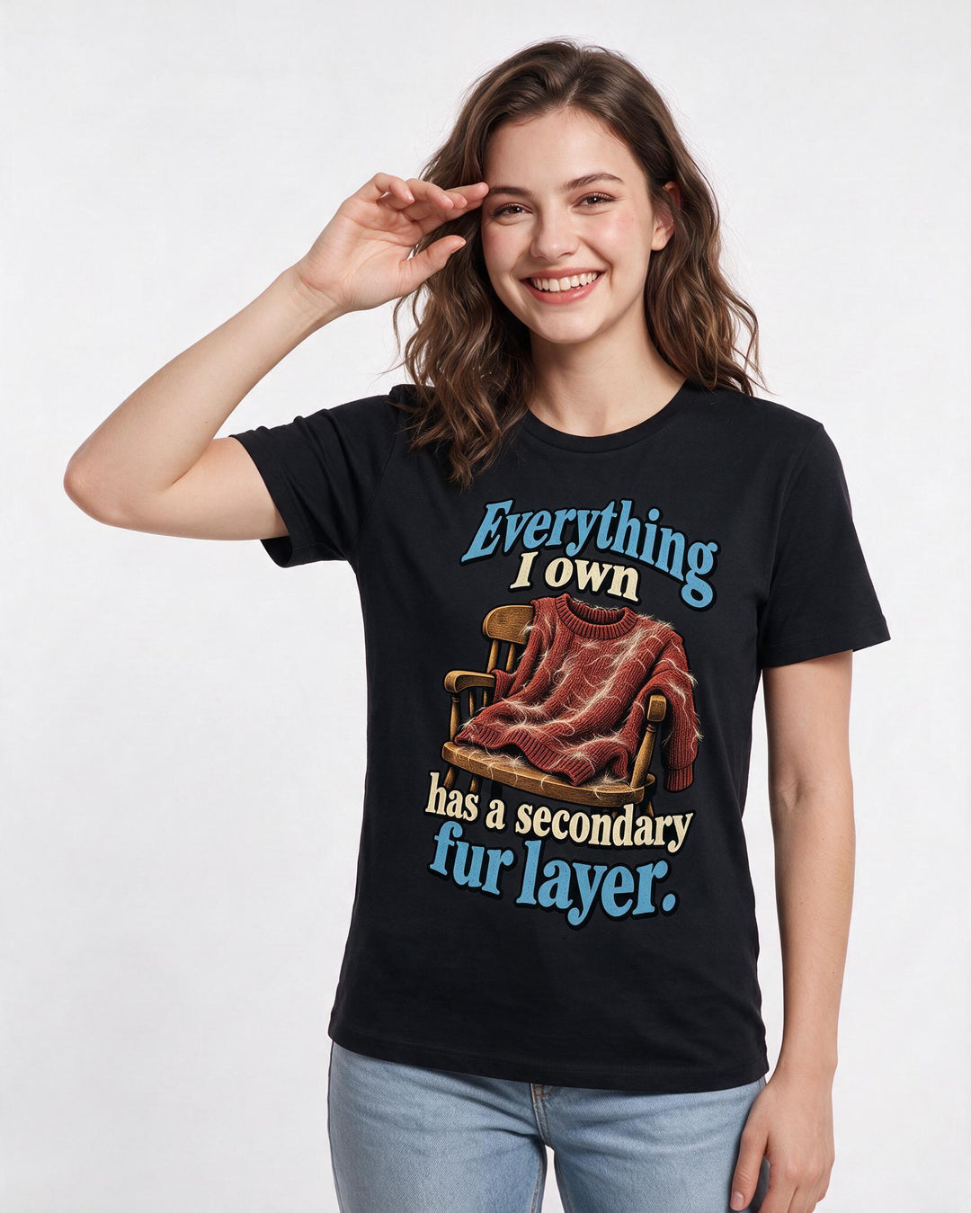 Cat Lover Black T-Shirt for Women – Everyday Expression Graphic Tee product image 1