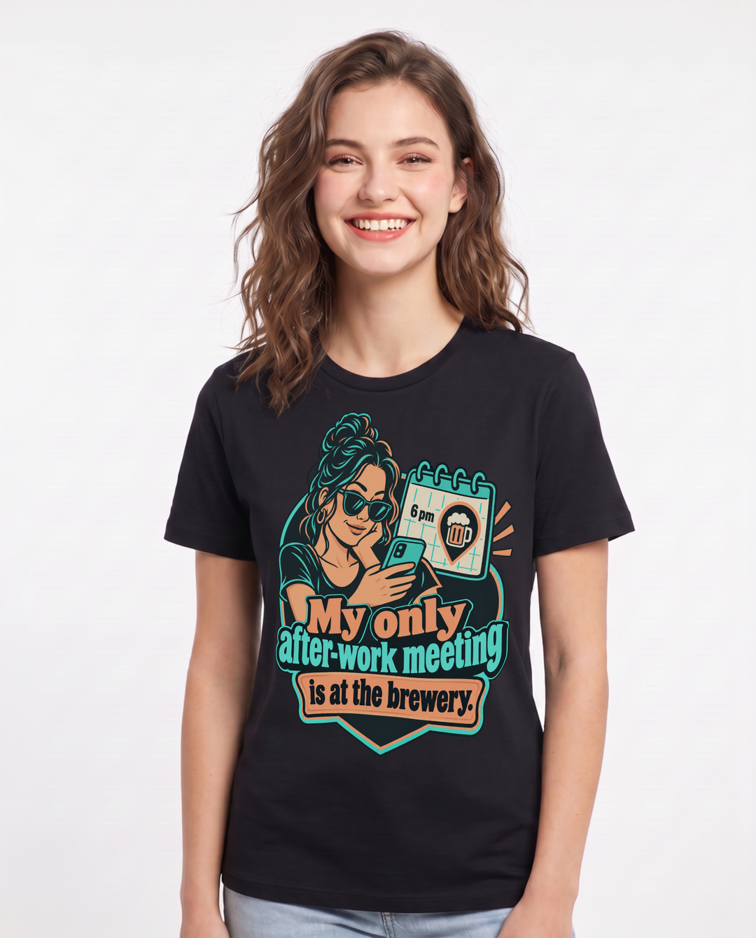 Beer Black T-Shirt for Women – Everyday Expression Graphic Tee product image 3