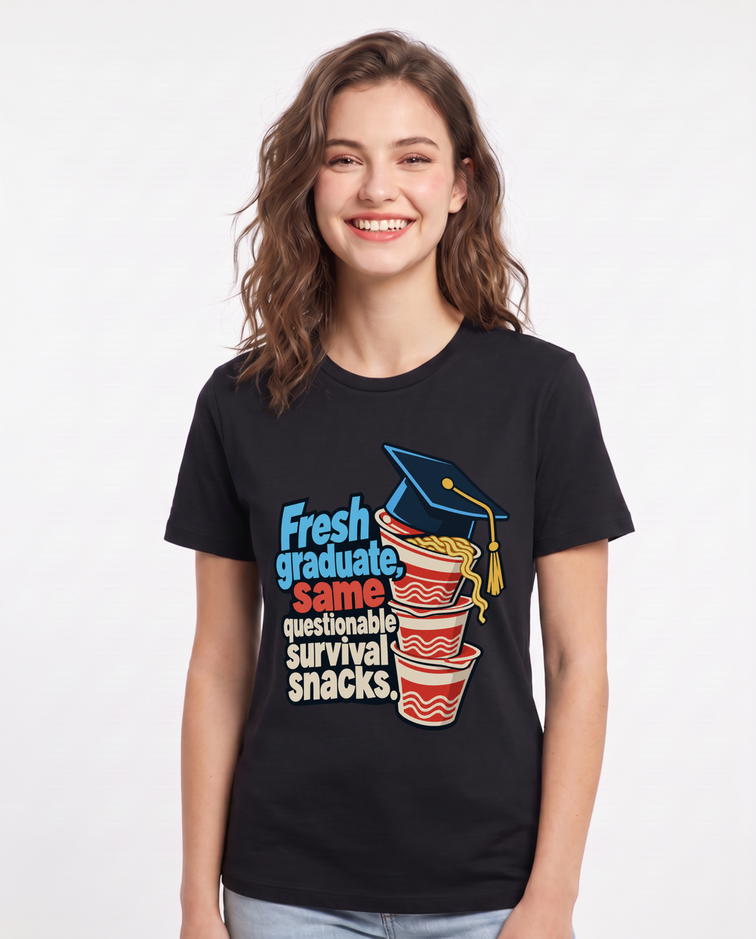 Graduation Black T-Shirt for Women – Everyday Expression Graphic Tee product image 3