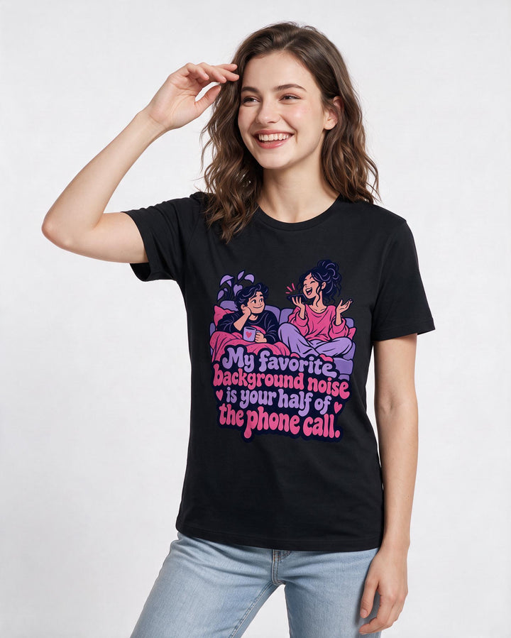 Couples Black T-Shirt for Women – Everyday Expression Graphic Tee product image 1