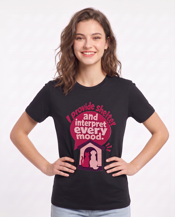 Graphic Women's Black T-Shirt - I provide shelter and interpret every product image 3