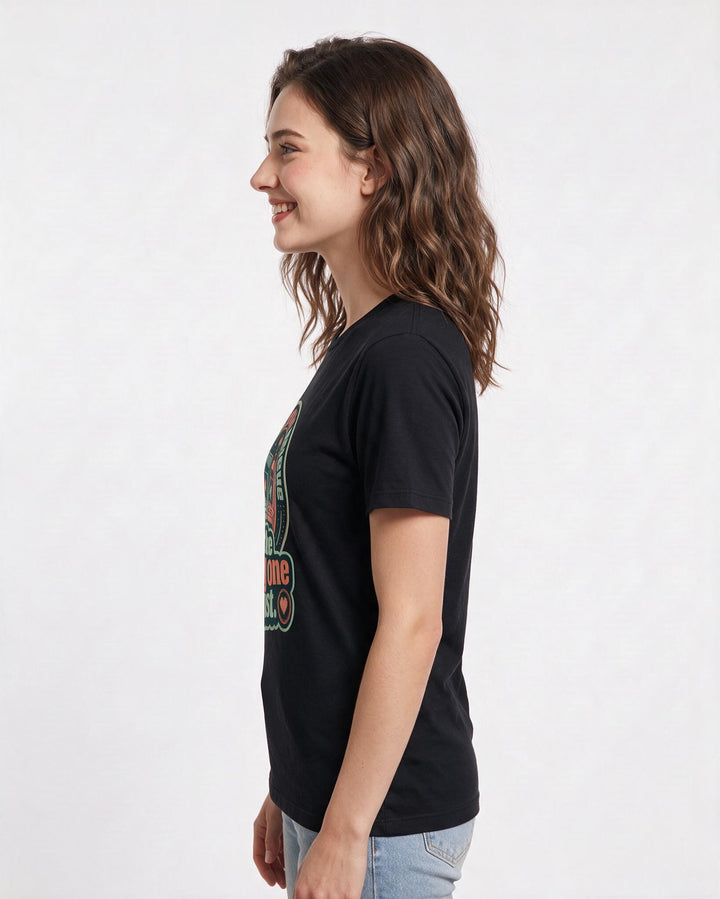 Couples Women's Black T-Shirt - Our Netflix queue is the only one I product image 2
