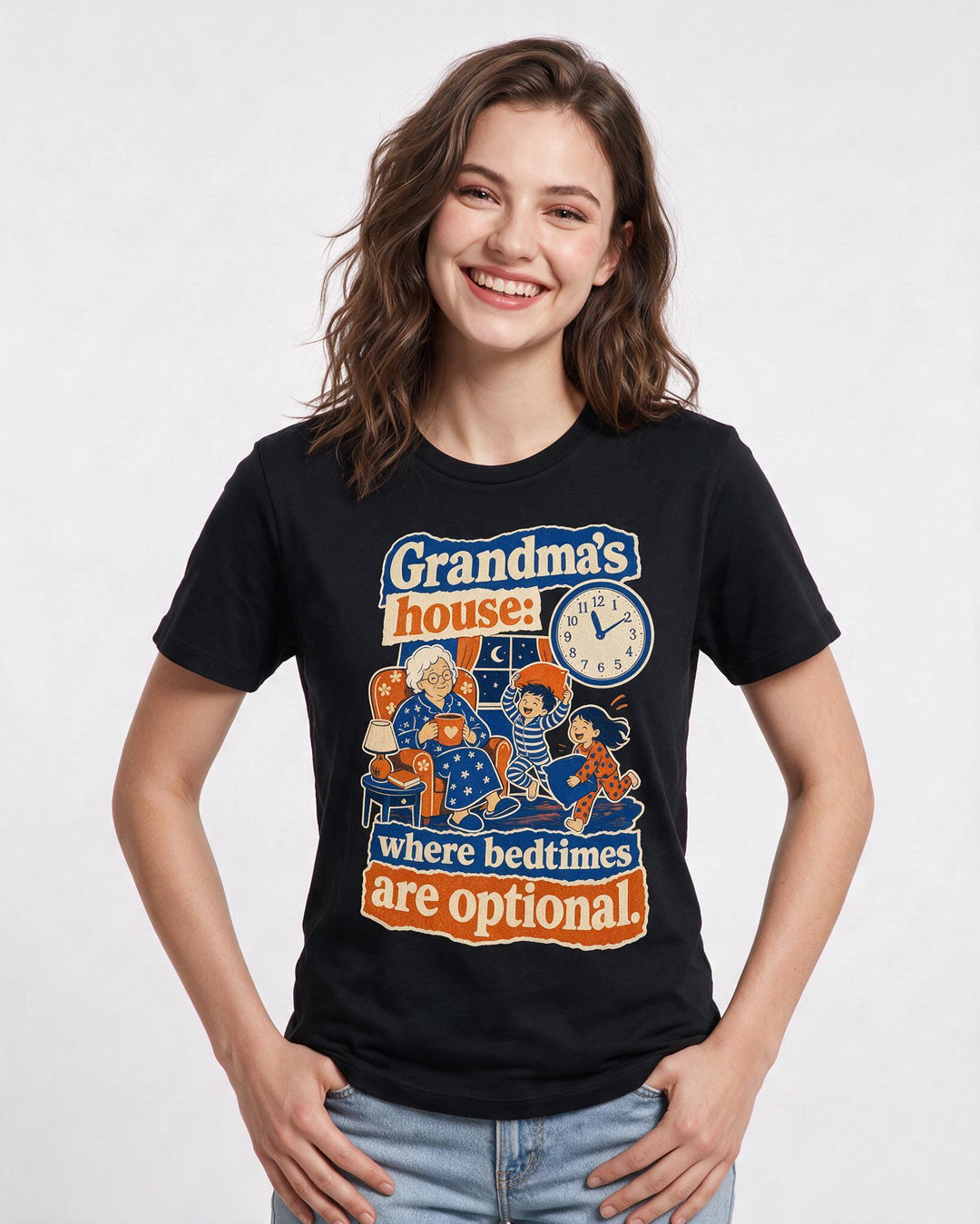 Grandparent Women's Black T-Shirt – Grandma's house: where bedtimes are optional. product image 3