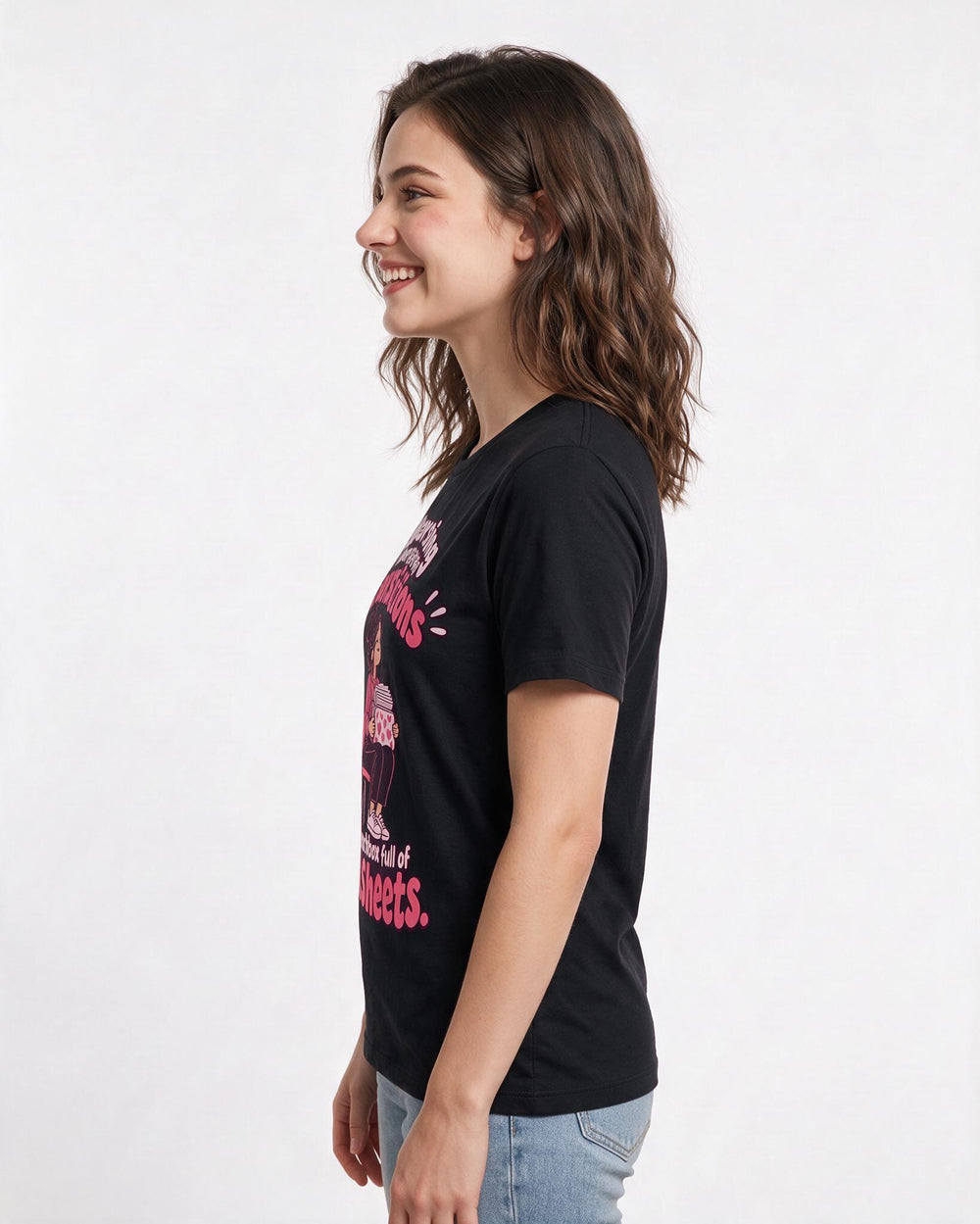 Teacher Black T-Shirt for Women – Everyday Expression Graphic Tee product image 2