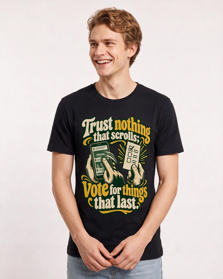 Political Statement Black T-Shirt for Men – Everyday Expression Graphic Tee product image 1