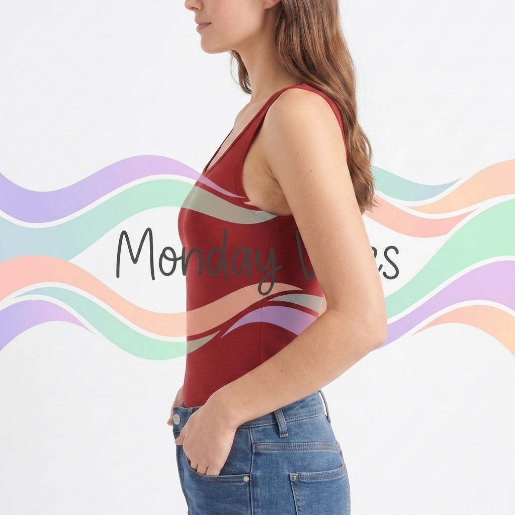 Sleeveless Round-Neck Tank Bodysuit mockup 2