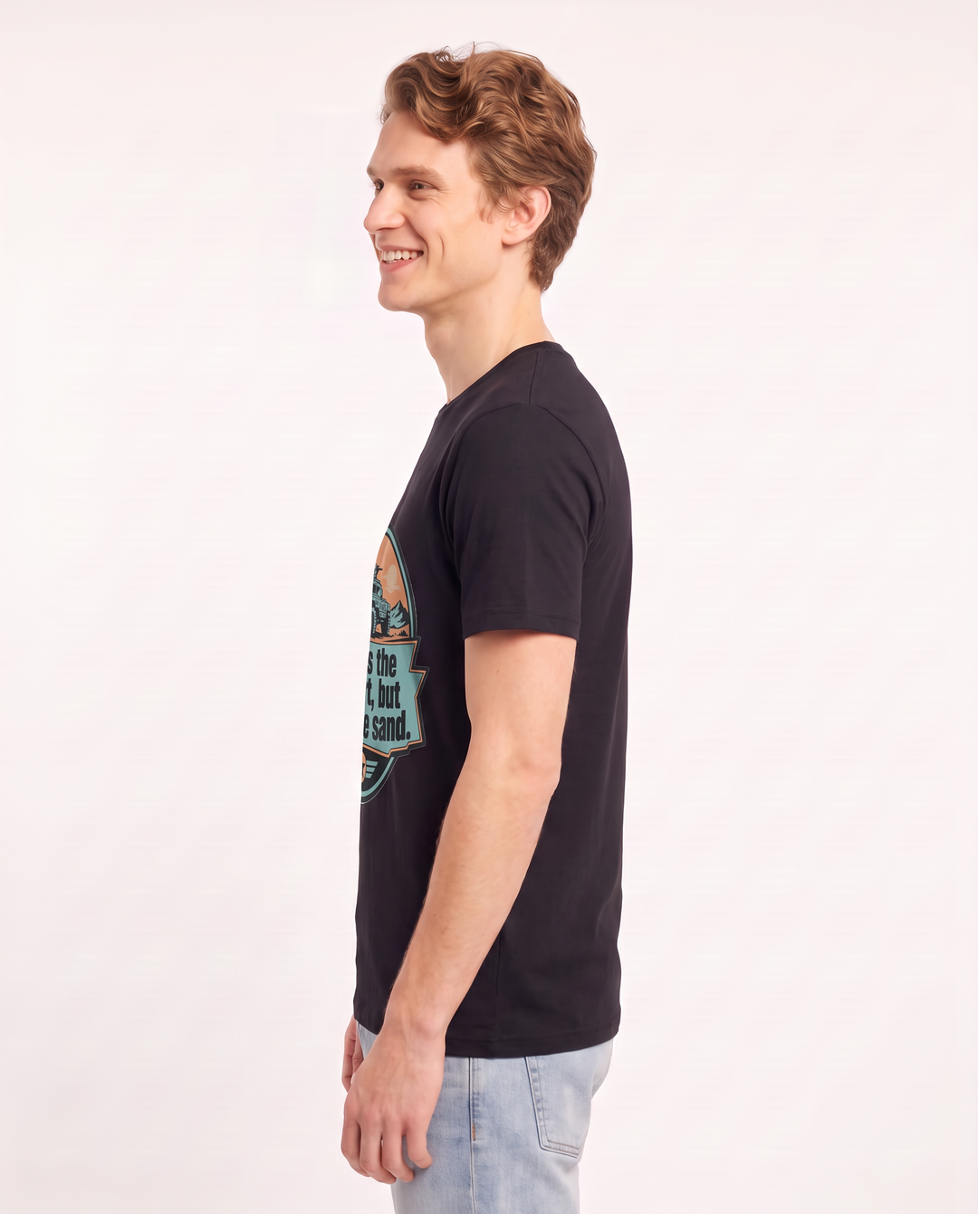 Graphic Men's Black T-Shirt - I miss the desert, but not the sand. product image 2