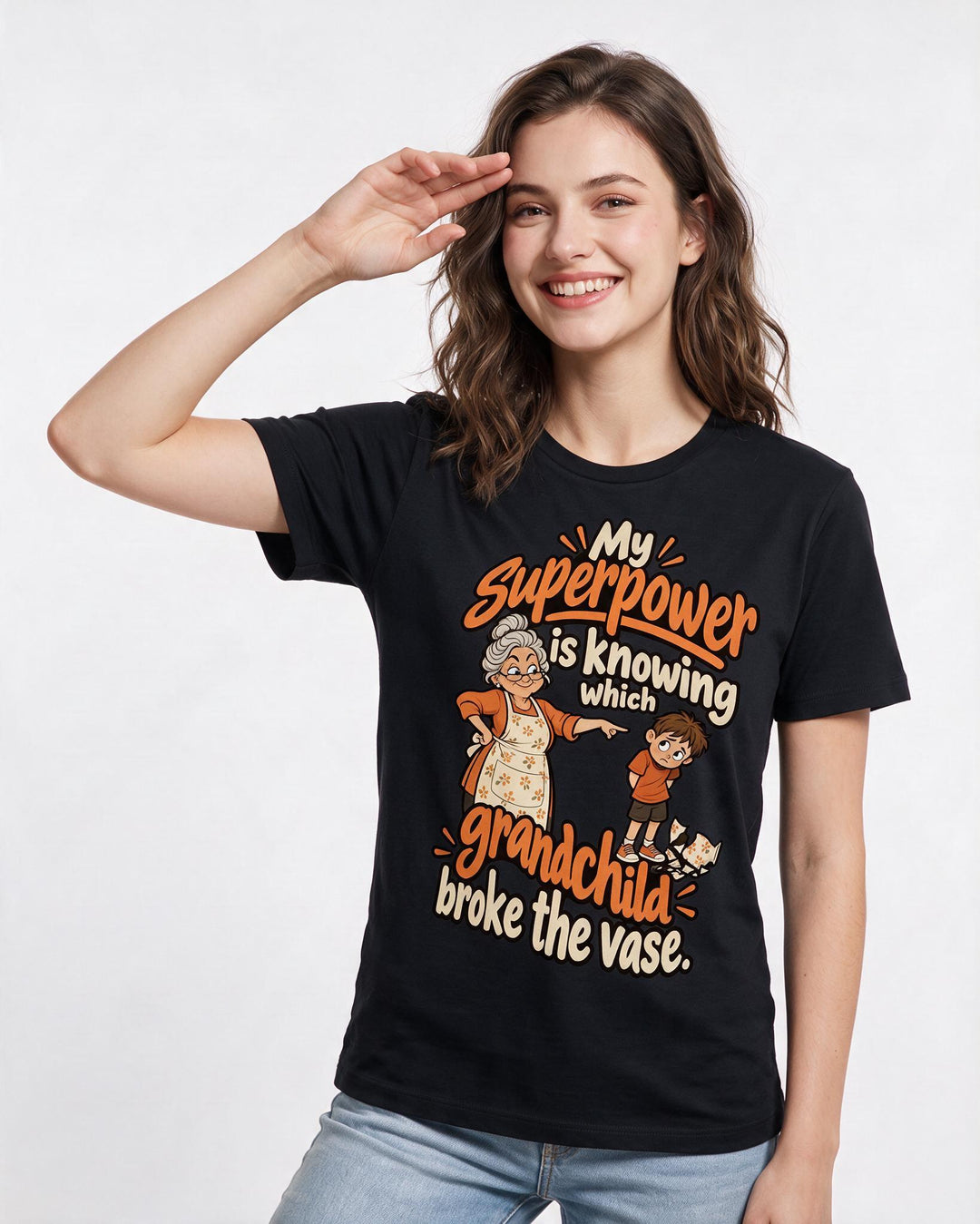 Grandparent Black T-Shirt for Women – Everyday Expression Graphic Tee product image 1