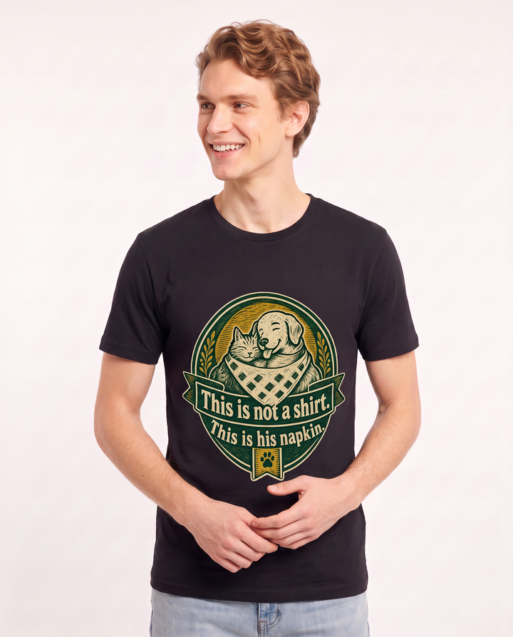 Graphic Men's Black T-Shirt - This is not a shirt. This is his napkin. product image 3