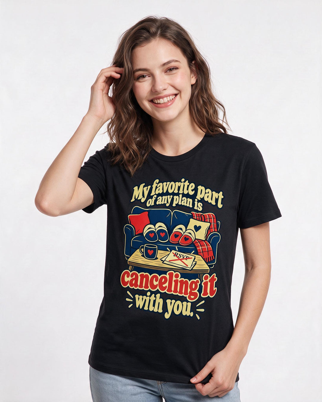Couples Black T-Shirt for Women – Everyday Expression Graphic Tee product image 1