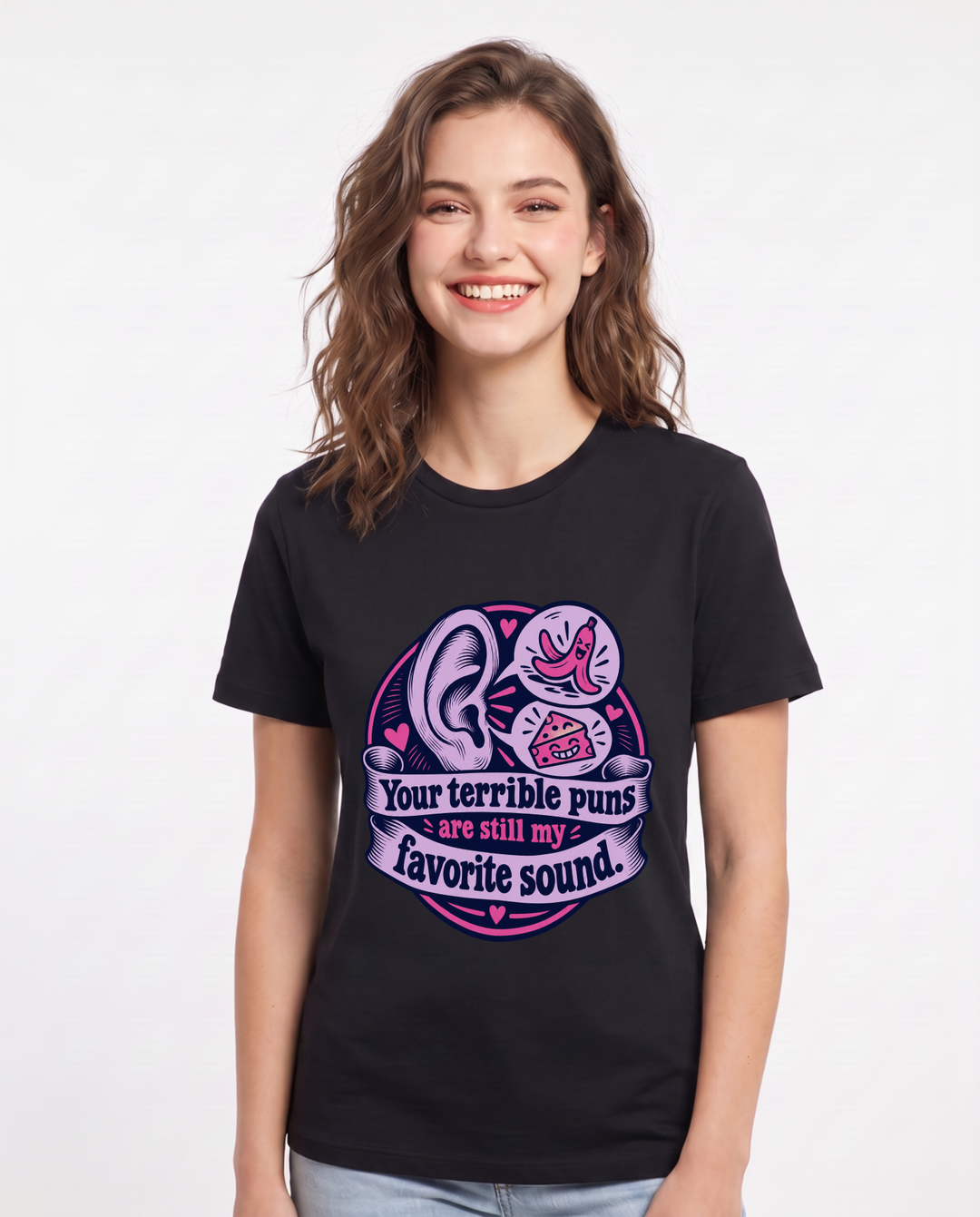 Couples Black T-Shirt for Women – Everyday Expression Graphic Tee product image 3