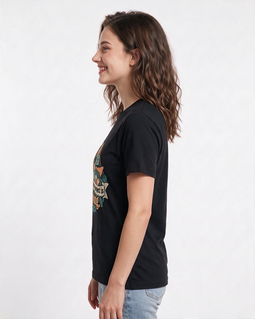 Couples Black T-Shirt for Women – Everyday Expression Graphic Tee product image 2