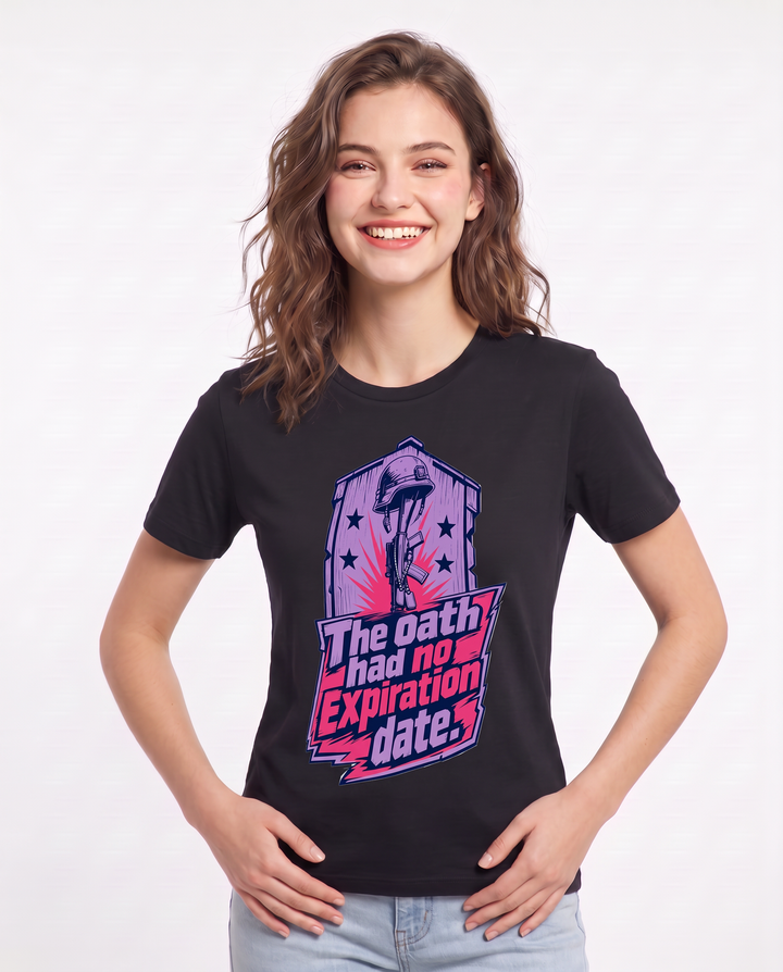Graphic Women's Black T-Shirt - The oath had no expiration date. product image 3