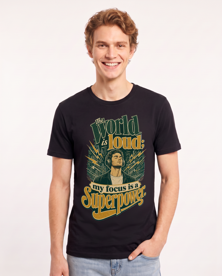 Neurodiversity Black T-Shirt for Men – Everyday Expression Graphic Tee product image 1
