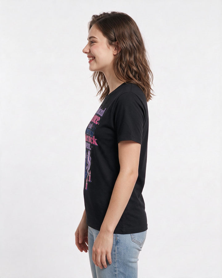 Funny Halloween Women's Black T-Shirt – Conducted a séance to ask where my other sock went. product image 2