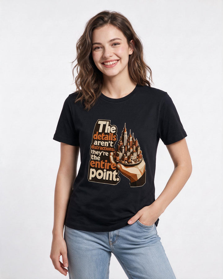 Neurodiversity Women's Black T-Shirt – The details aren't distractions; they're the entire point. product image 3