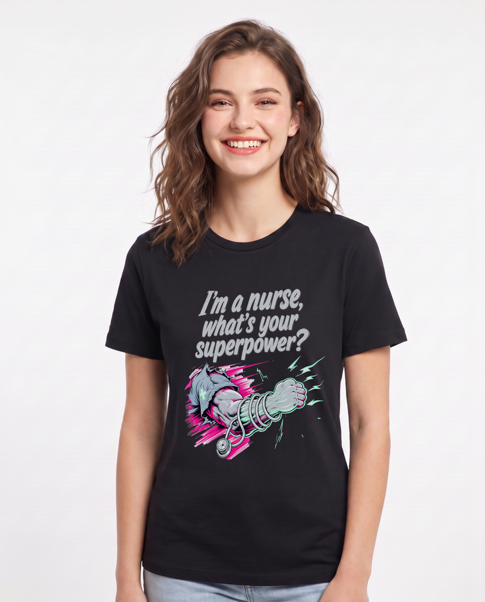 I'm a nurse, what's your superpower? - Women's Black T-Shirt product image 2