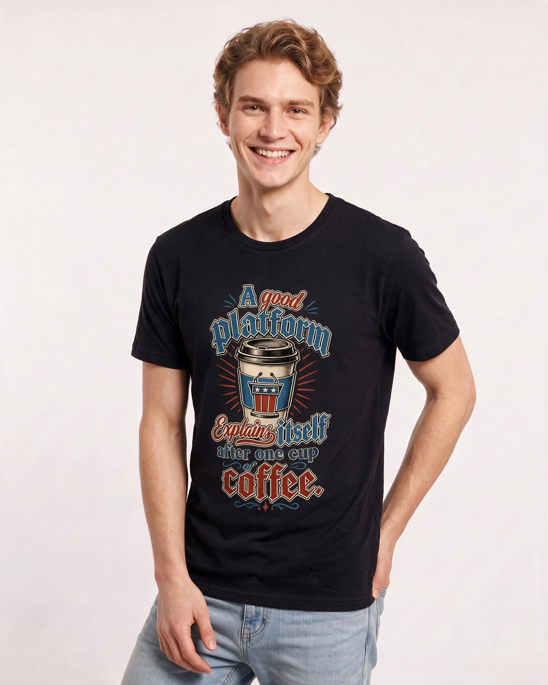 Political Statement Black T-Shirt for Men – Everyday Expression Graphic Tee product image 1