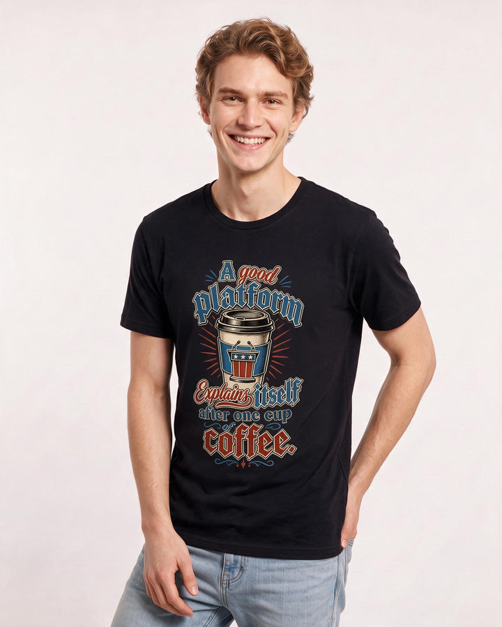 Political Statement Black T-Shirt for Men – Everyday Expression Graphic Tee product image 1