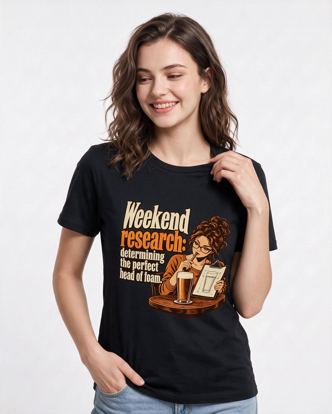 Beer Black T-Shirt for Women – Everyday Expression Graphic Tee product image 1