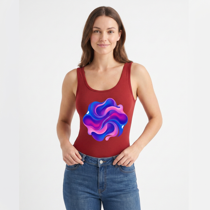 - Sleeveless Round-Neck Tank Bodysuit mockup 1