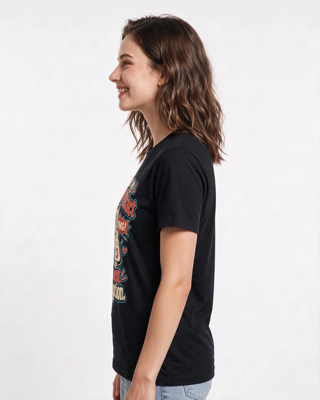 Couples Black T-Shirt for Women – Everyday Expression Graphic Tee product image 2