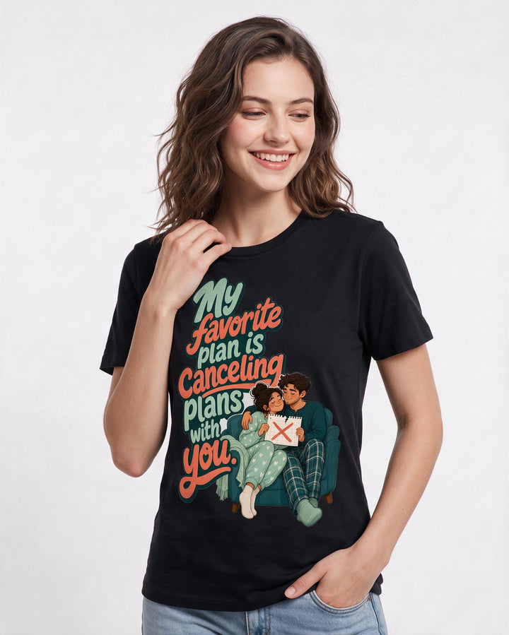 Couples Black T-Shirt for Women – Everyday Expression Graphic Tee product image 1
