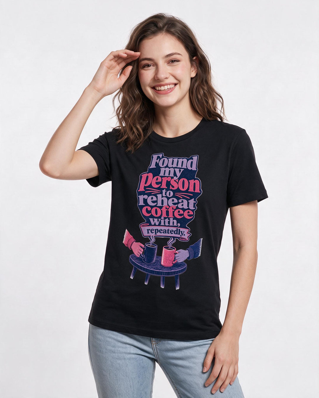 Couples Black T-Shirt for Women – Everyday Expression Graphic Tee product image 3